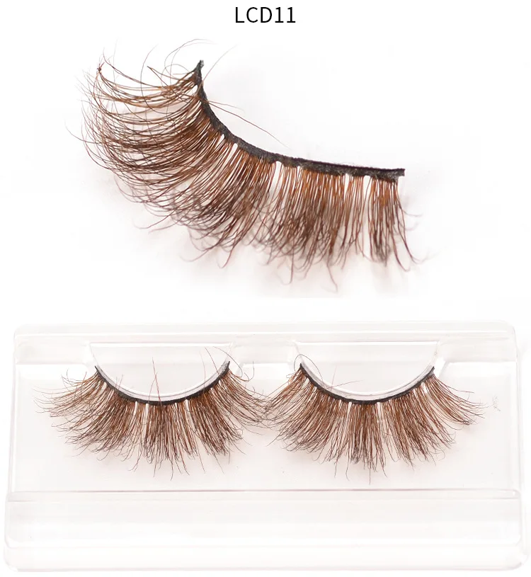 

25MM Long Color Lashes Brown Purple Red Blue Green Full Strip False Mink Eyelashes Colored Eyelash