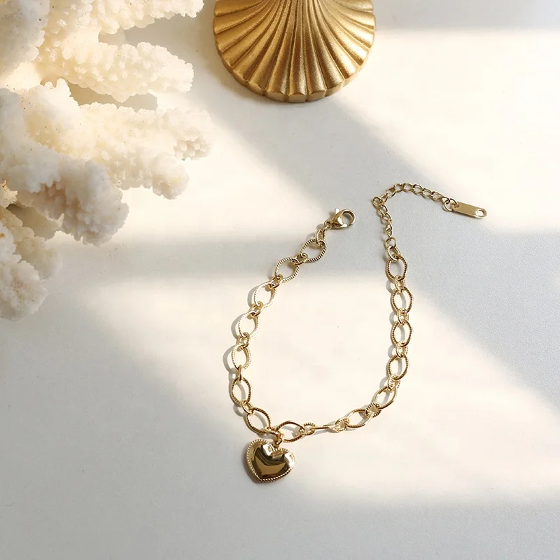 

Hot Sales Stainless Steel Charm Bracelet Bracelet Ring Chain Heart Bracelet Women, Gold/silver/rose gold