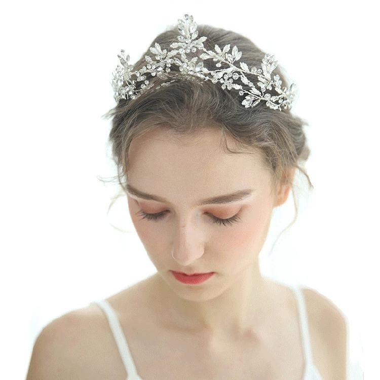 

Continental silvery double layers hollowed glinting hair hoops feminine tiara crown jewelry making supplies crown party favors
