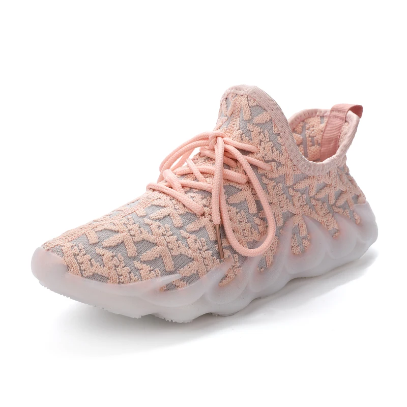 

Shiny Fluorescent Fly Knitting Ladies Casual Sneakers New Trendy Lady Sport Shoes, Black, pink, beige