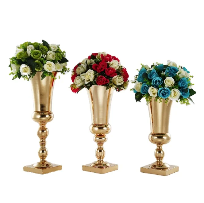 

Decoration Wedding Metal Flower Vases Gold Plating for Home Decor, Silver gold