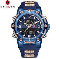 

KADEMAN K9055 Top Luxury Waterproof Men's Sports Watches Rubber Strap LED Dual Display Fashion Military Quartz Wristwatch