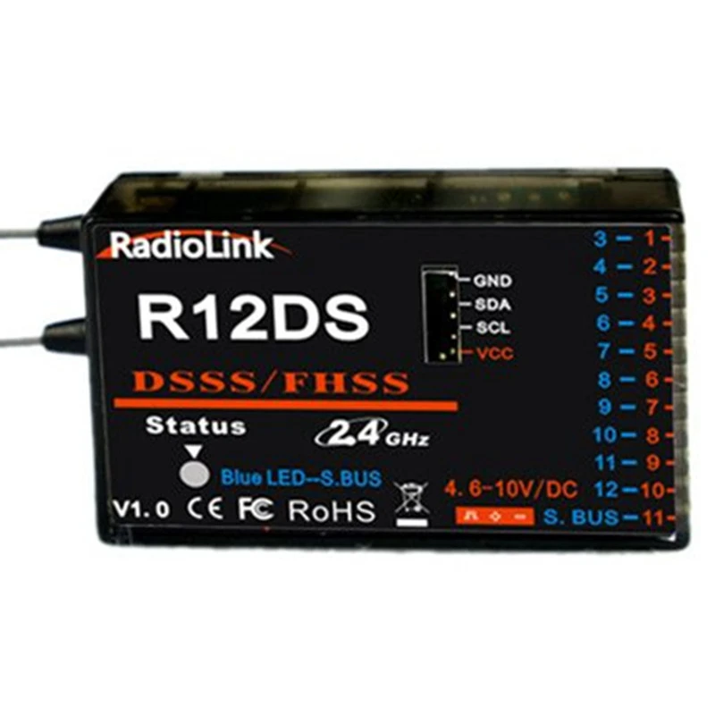 Radiolinkreceptor De Antena Dual R12ds,2,4g,12 Canales,Fhss,Dsss