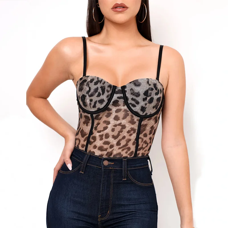 

2021 Hot Sales Fashion leopard Sexy Women push up bra Teddy Bodysuit Corset Jumpsuit Lingerie Underwear