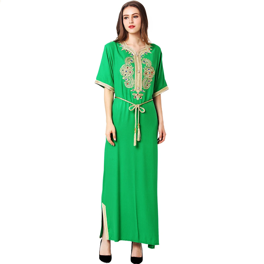 

Multi colors modern islamic clothing plus size beaded designs arabian turkish abaya uk kaftan caftan muslim dress for women, Red, green, blue, blown, black...