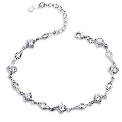 925 Sterling Silver Charms Bracelets for Women Crystal Zircon Bracelet Valentine's Day Present High-quality Popular Bracelet