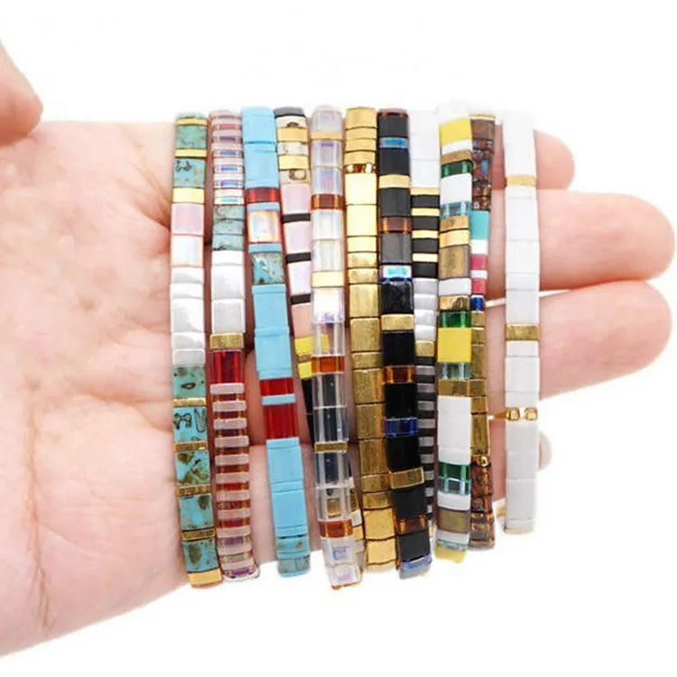 

Zooying Miyuki stretch boho Tila beaded bracelet for woman, 12colors available