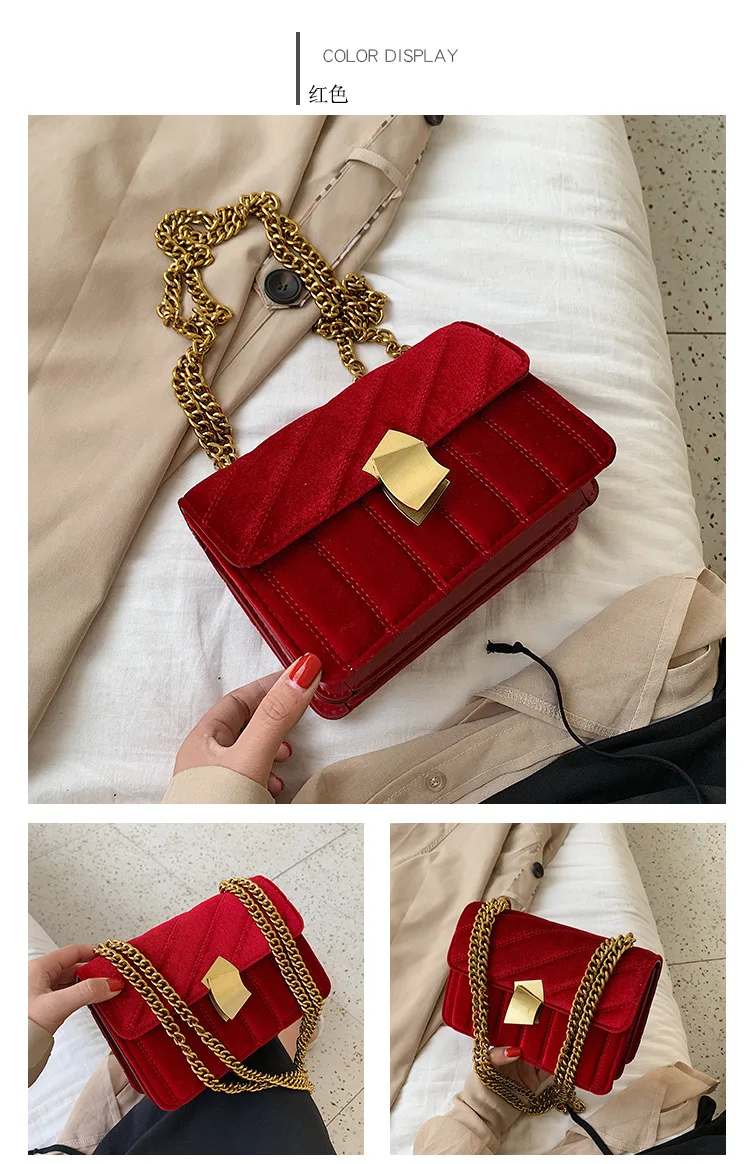 Luxury Handbags Velvet Crossbody Bag Women Vintage Bag Velour Special