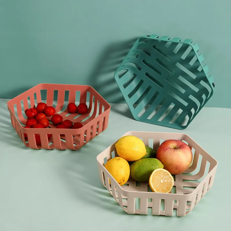 

Plastic fruit basket kitchen drain basket home hollow Nordic style living room snack plate fruit plate creative fruit basin