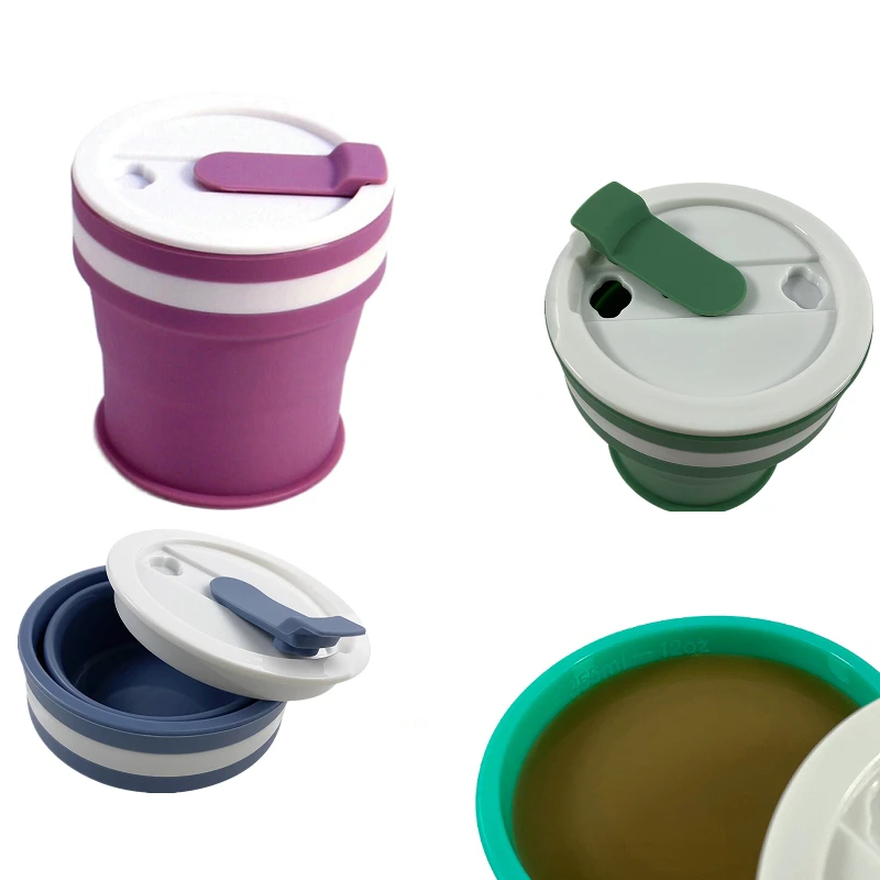 

Custom eco-friendly foldable soft 355ml travel silicone drinking collapsible cup camping folding coffee cup mug bpa free silicon