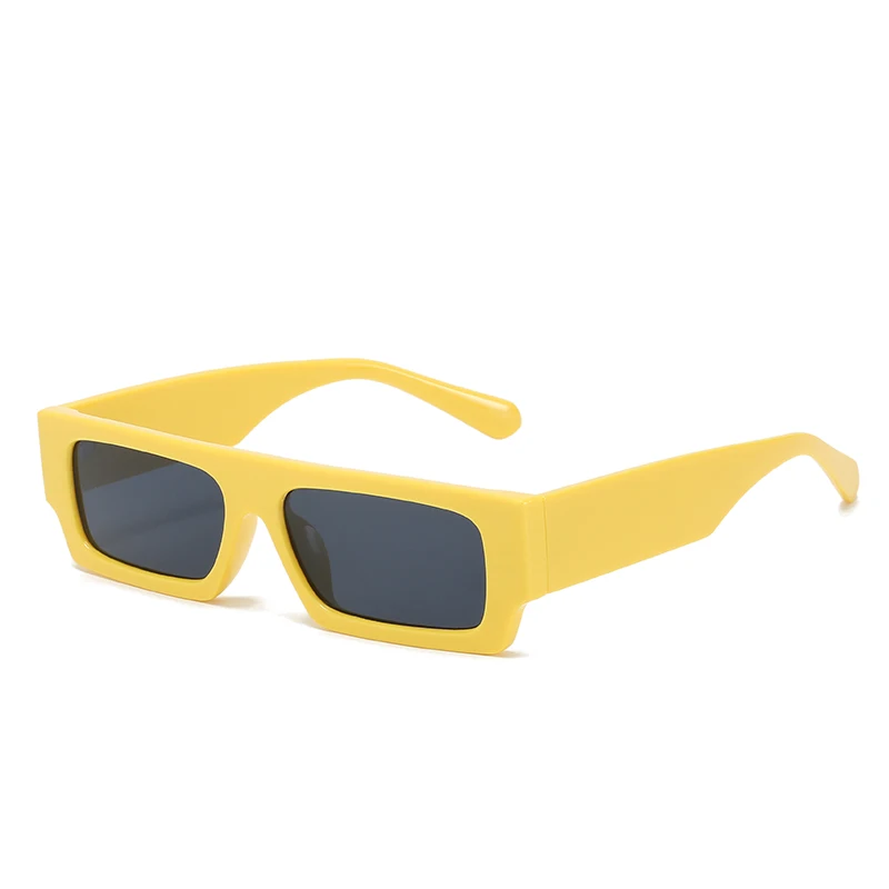 

New Arrival Small Rectangle Sunglasses 2021 Orange Gray Color Broad Legs Sun glasses Women zonnebril