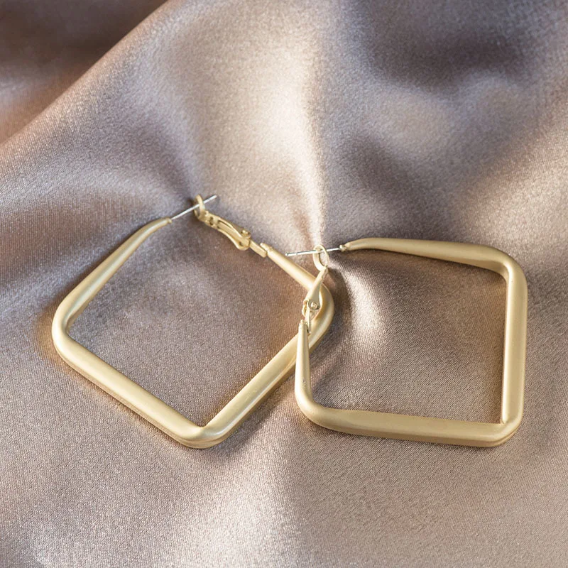 

New Fashion Retro Matte Earrings Geometric Square Earrings, As picture