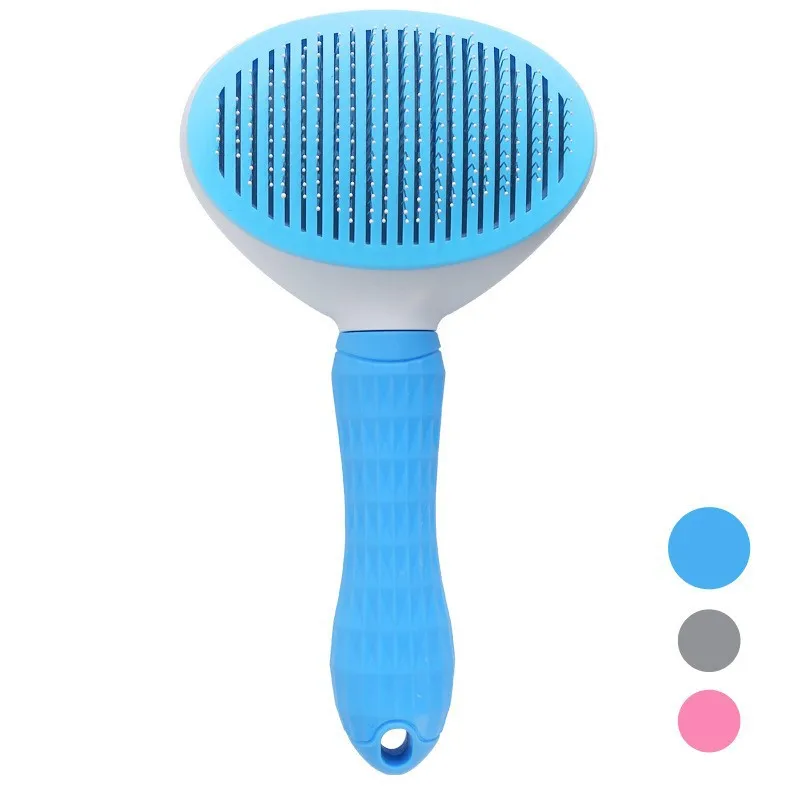 

Hot Sale Handy Pet Hair Remove Brush Safe and Comfortable Puppy Hair Shedding Grooming Self Cleaning Dog Pet Grooming Slicker