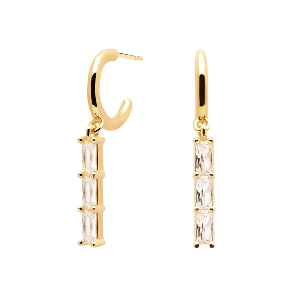 

women fashion jewelry 18k gold plated fashion jewelry trendy 925 sterling silver bar dangle stud earrings with crystal