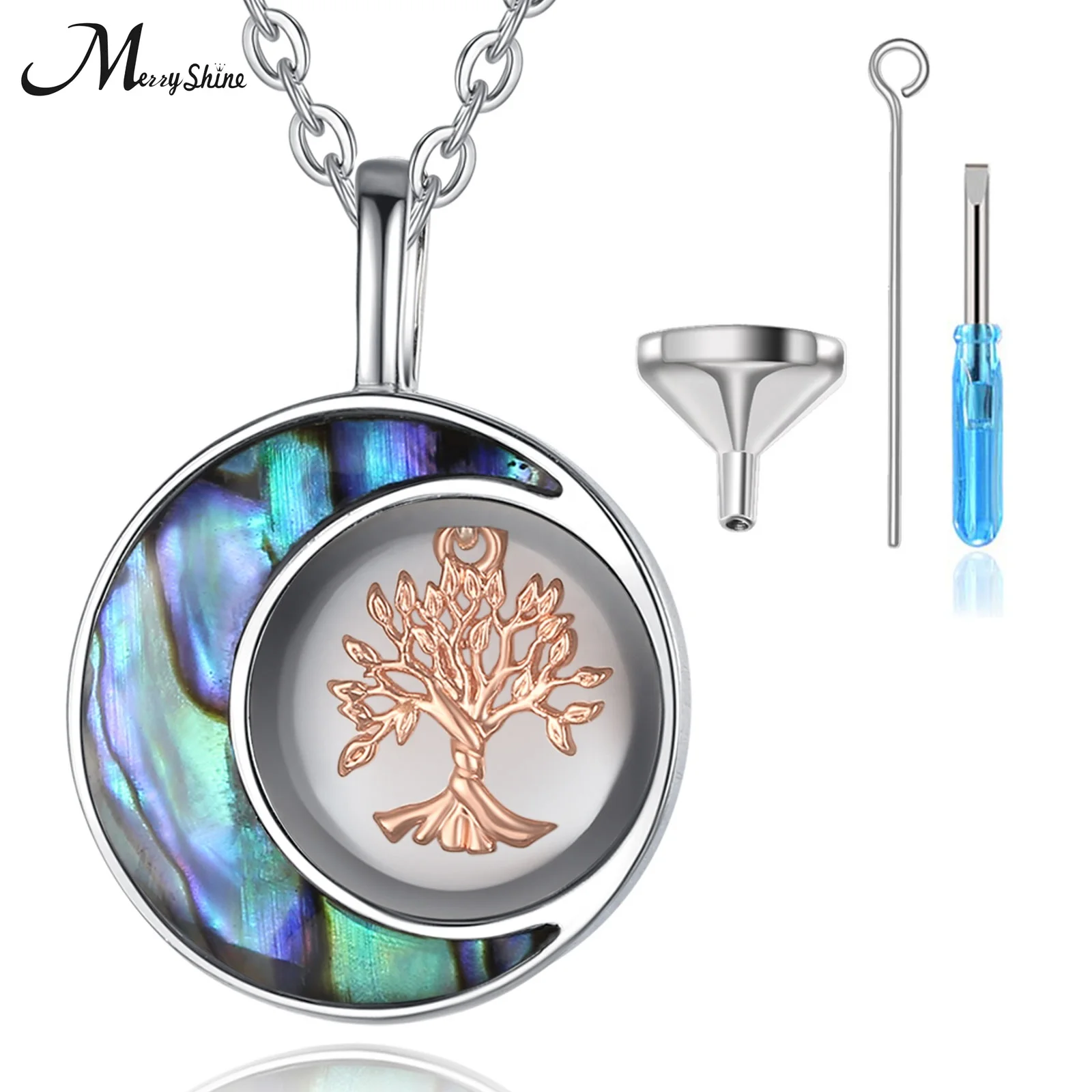 

Merryshine Cremation Jewelry 925 Sterling Silver Tree of Life Design Urn Necklace for Ashes