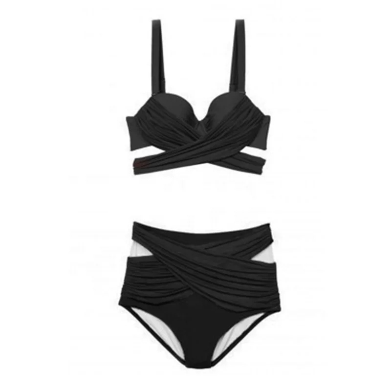 

Top Quality Plus Size Swimwear Women High Waist Sexy Bikini, Black/red