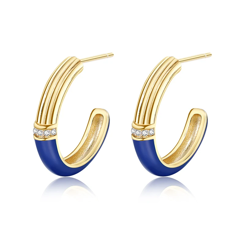 

Fashion jewelry 925 sterling silver gold plated korean enamel hook earrings women