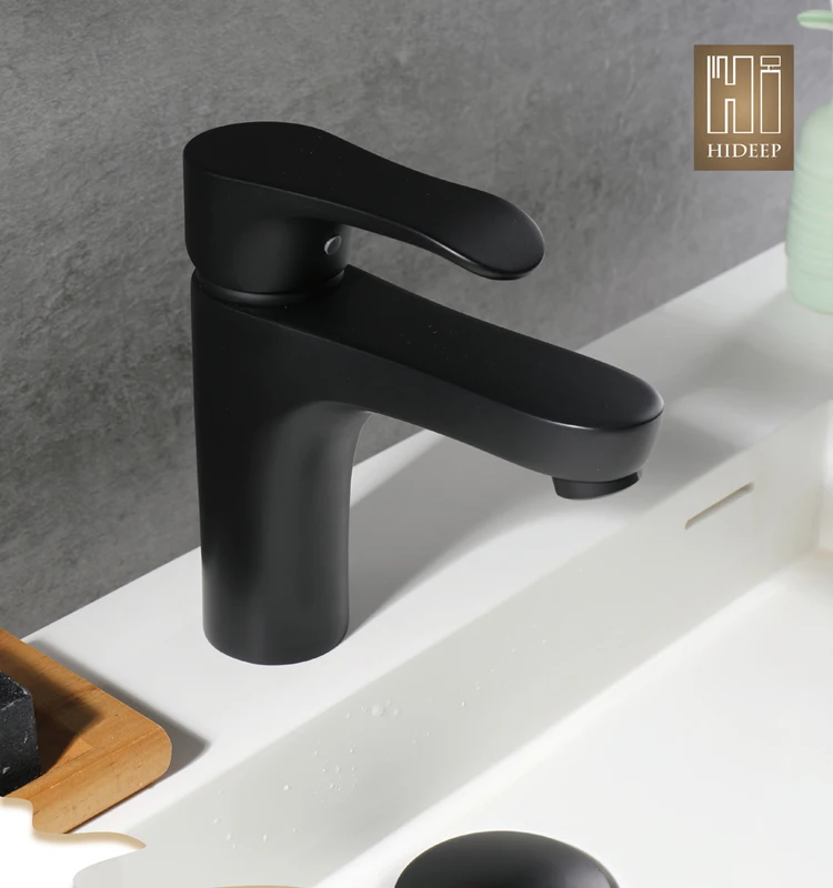 HIDEEP bathroom hot and cold single handle faucet brass black basin faucet