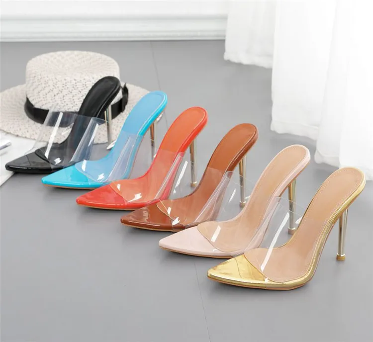 

Large Size Pointed Toe Multi-Color Stiletto High Heeled Slippers Ladies High Heel Slippers