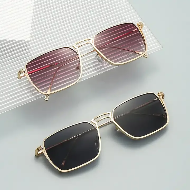 

Trend 2024 Luxury Glasses Uv400 Mens Transparent Sunglasses Metal Frame Shades Glasses Rectangle Sunglasses For Men