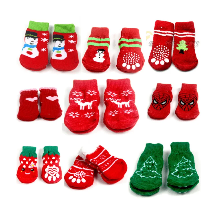 

Hot selling Christmas non-slip waterproof and warm pet socks puppy dog socks