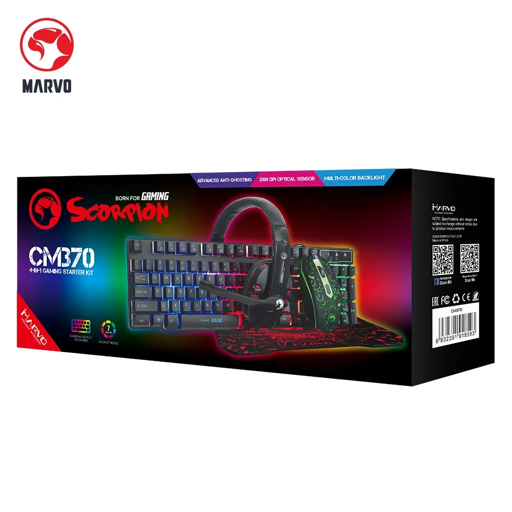 

Marvo Kit Wired Gamer Headset Keyboard Mouse and Mouse Pad Combo Gaming Kit