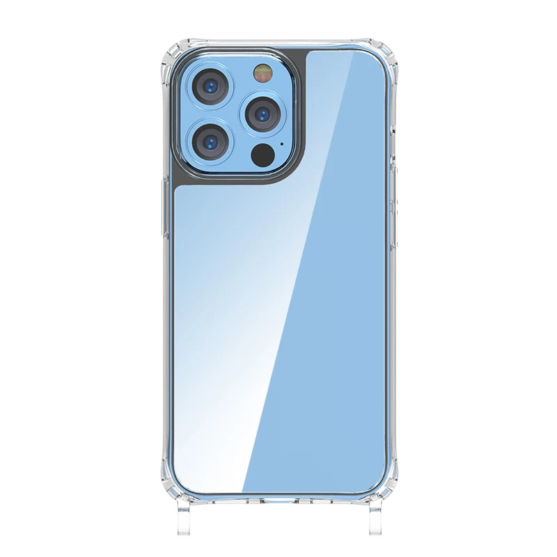 

Wholesale crystal clear TPU acrylic phone cover for iphone 13 pro max 4 corners protective phone case with hole for straps