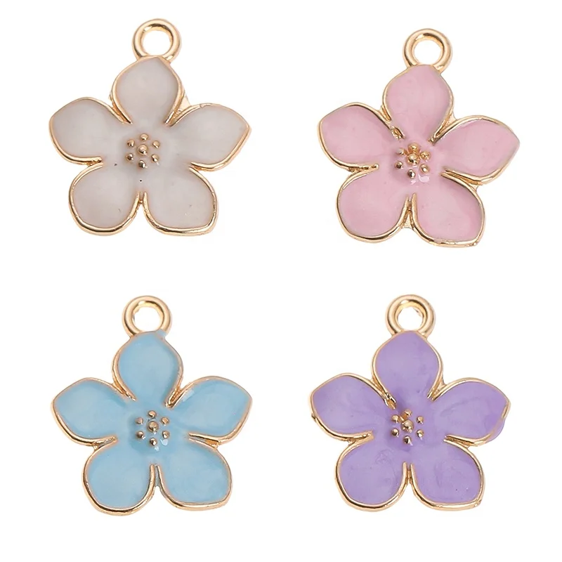 

Beautiful Charms color Five petals Flower Enamel Charms Earring Bracelets pendant For Necklaces Jewelry Accessories, Picture show