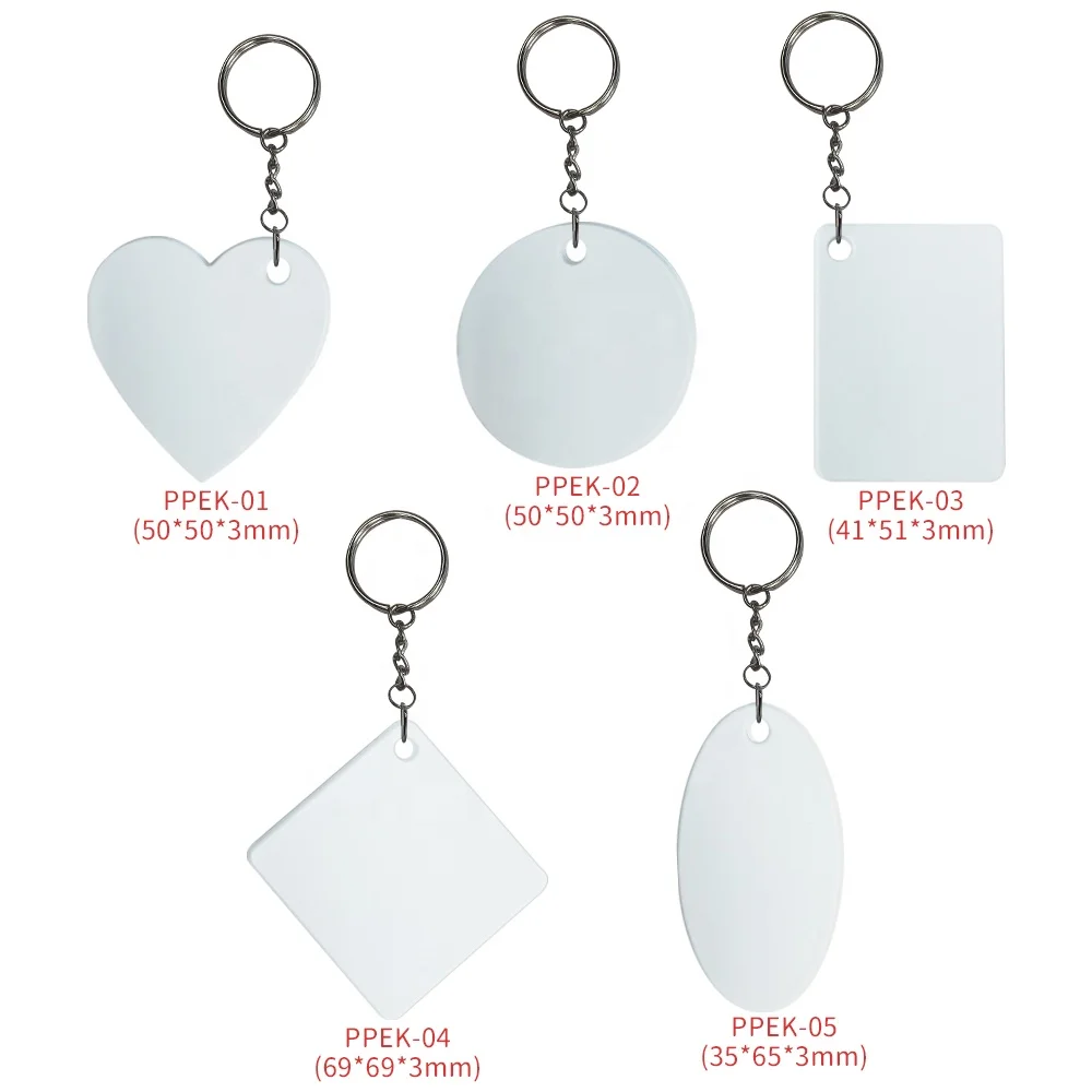 

Prosub Wholesale Sublimation Plastic Keychain Custom Print Logo Heart Sublimation Blanks Key Chain