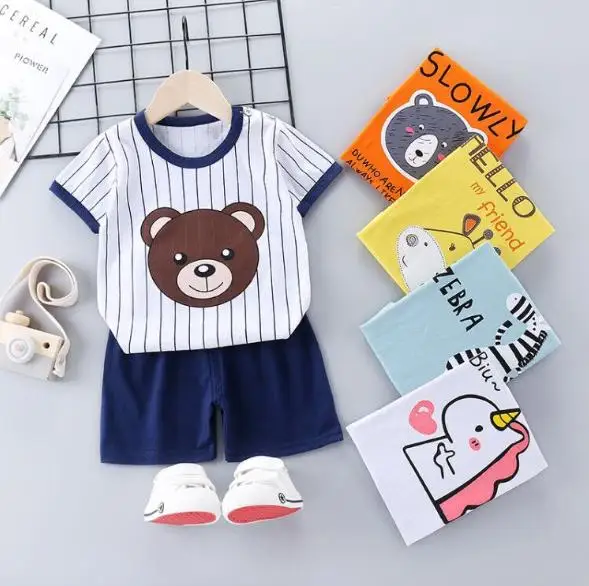 

Summer new cotton KIDS T-shirt set Korean Baby Short Sleeve shorts home wear
