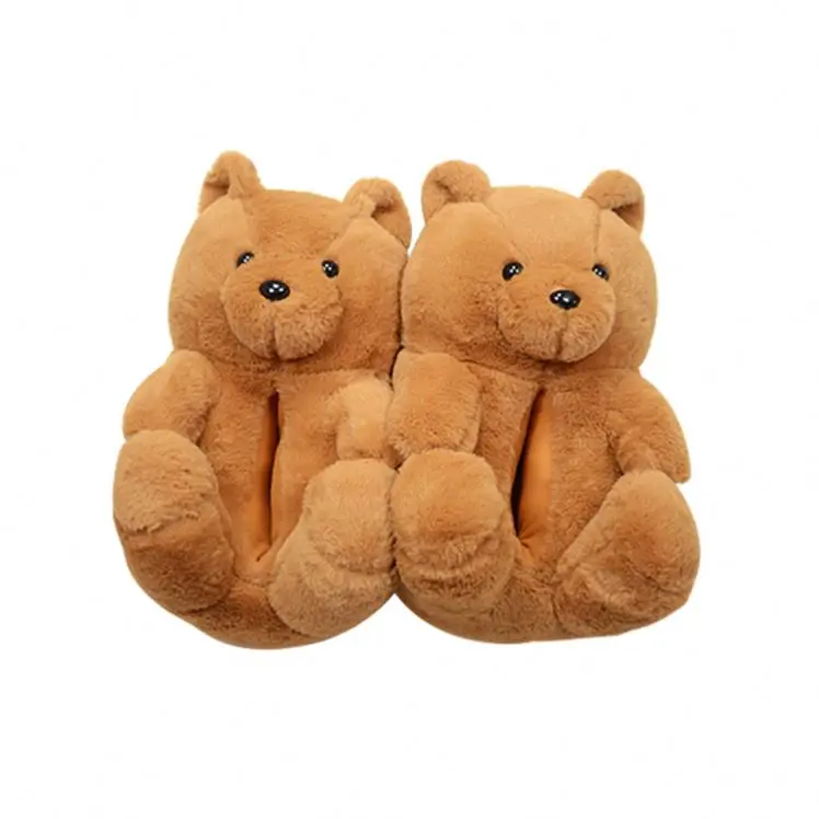 

Hotsales 2020 custom Cute Winter teddy Bear Dolls in stock Plush Dolls Warm woman Animal Slippers Fluffy home indoor, Picture
