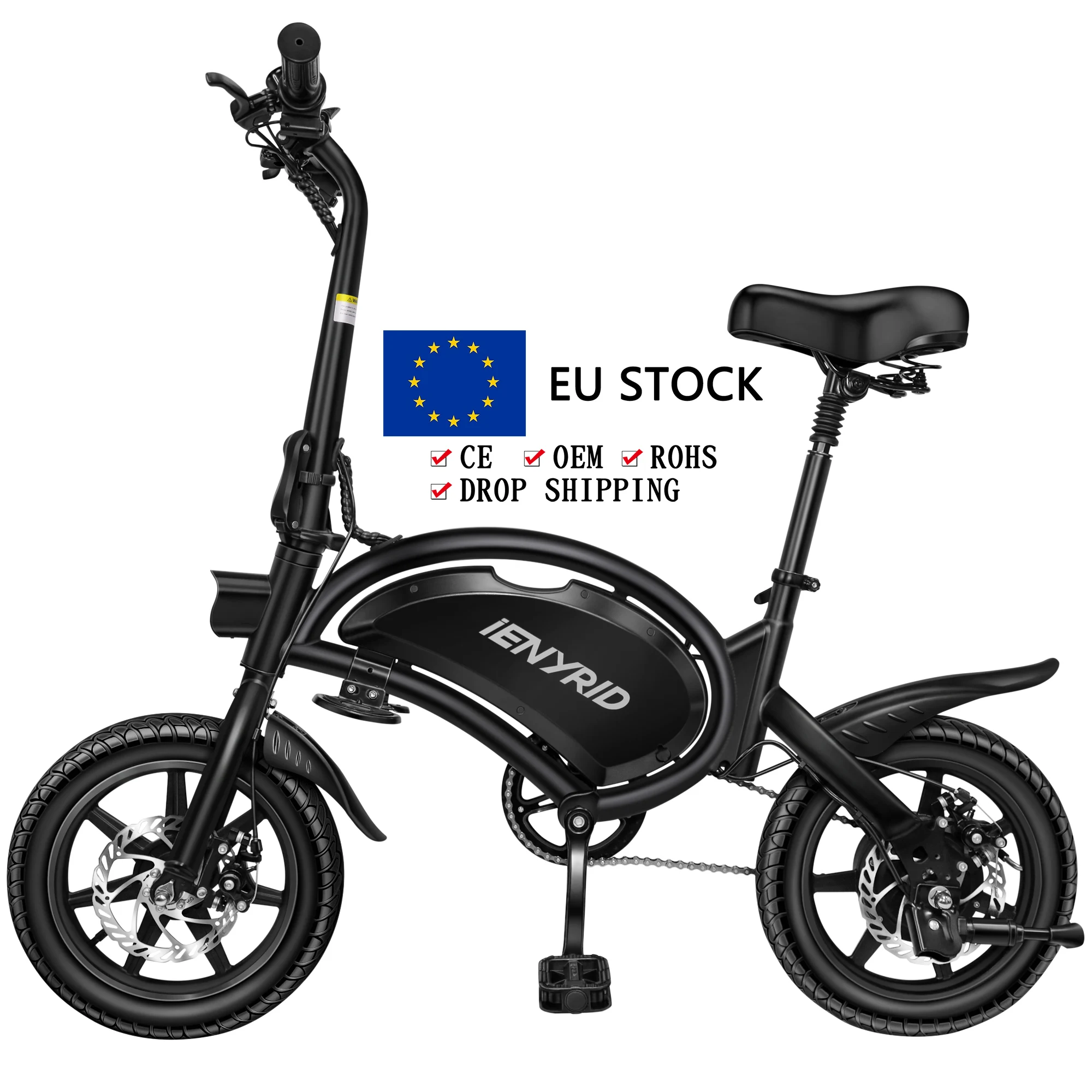 EU warehouse iENYRID b2 double seats electric city bike bicycle 14inch tire ebike 48V 400W foldable electric bike