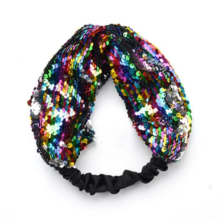 

Fashion Fish Scale Color Headband Creative Sequin Elastic Headband, Picture