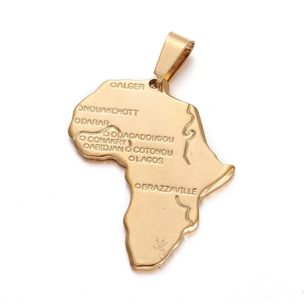 

PandaHall 304 Stainless Steel Golden Map Large Hole Pendants