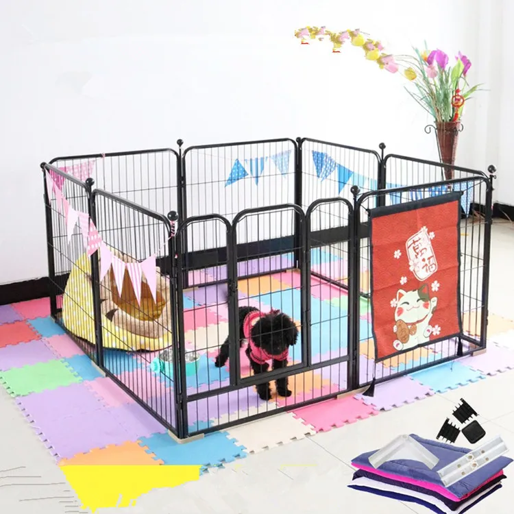 

portable outdoor expandable folding pet recycled exercise play pen puppy dog fence panels, Black,white
