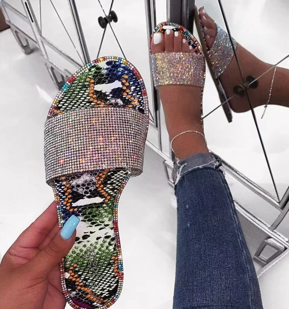 

Small bright drill beautiful outside beach sandals for women