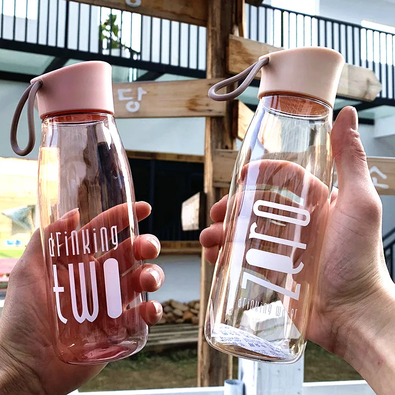 

Feiyou outdoor sports 480ml clear leakproof space cup bpa free reusable portable plastic travel water bottles with rope, Customized color