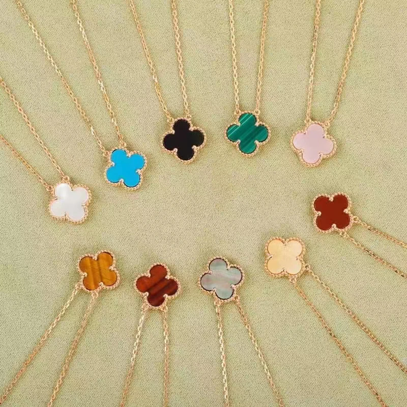 

High quality alloy copper Lucky Clover Necklace exquisite pendant original button agate Fritillaria double-sided Necklace