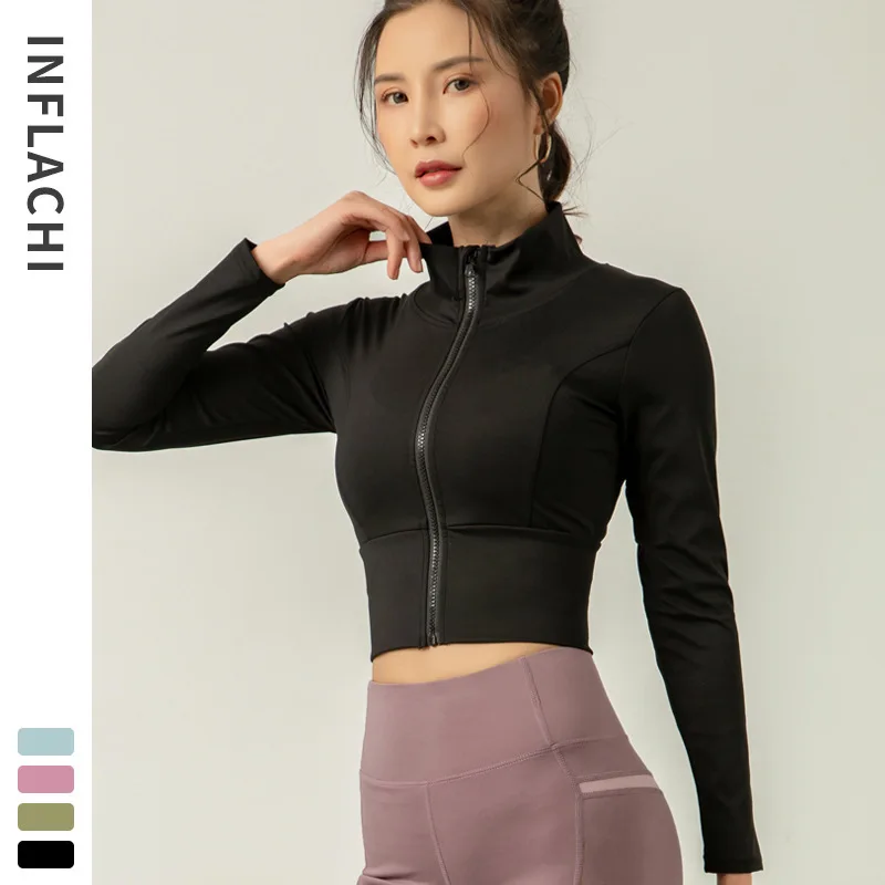 

Winter Fashion Sports Jacket Soft Slim Crop Top Fit Long Sleeve Women's Jacket, Customized colors