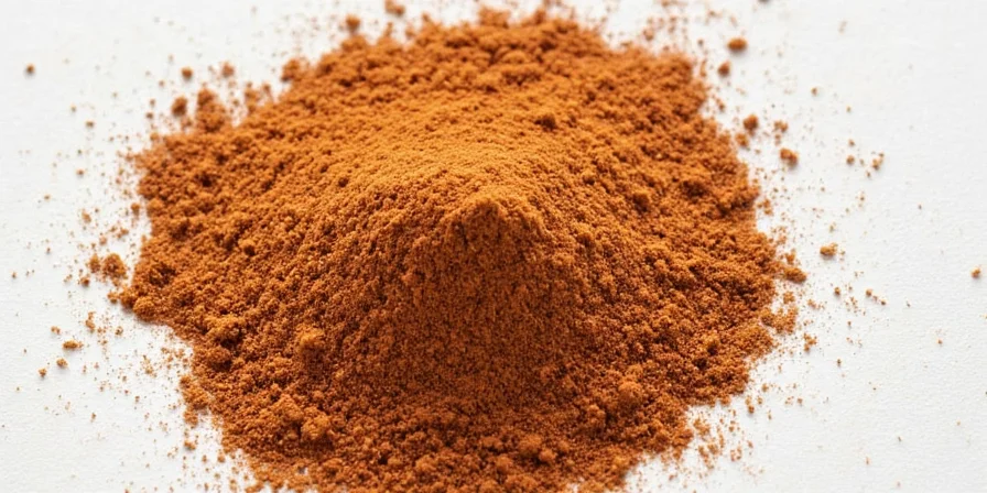 Close-up of powdered allspice with a smiley emoji drawn in the powder