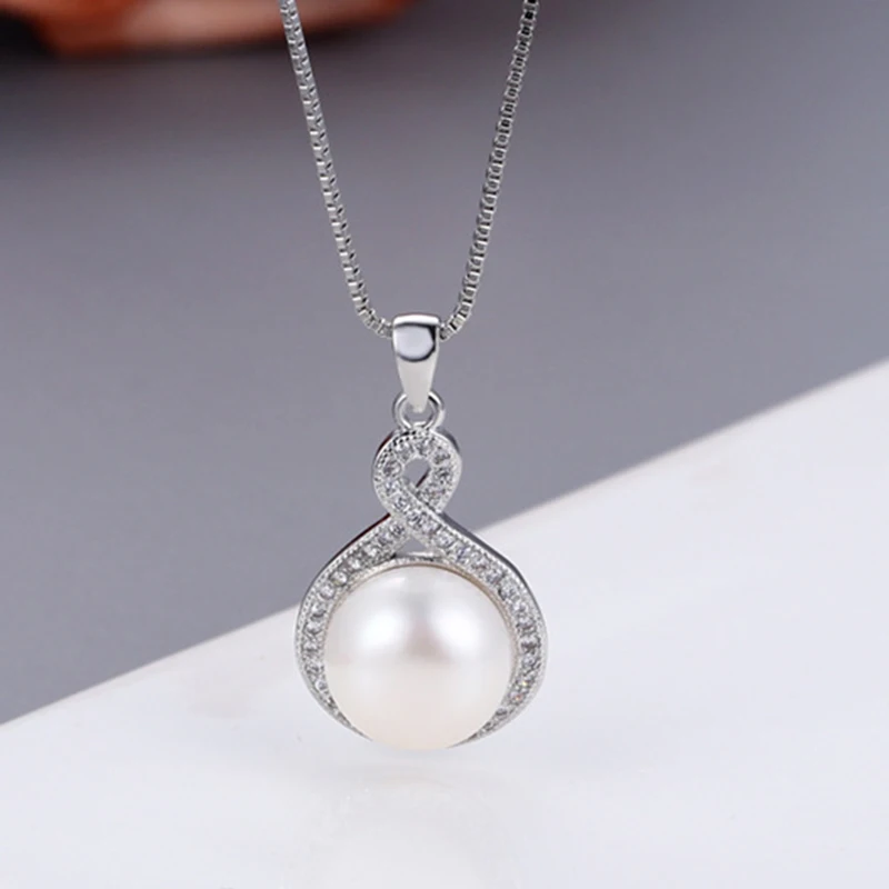 

14K Gold Filled 9.5-10mm White Flat Freshwater Pearl Pendant Necklace with Box Chain 18'' Anniversary Jewelry Gifts