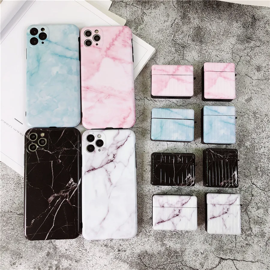 

dropshipping trendy unique marble protective cases for apple airpod wireless earphone case for airpod pro case cover