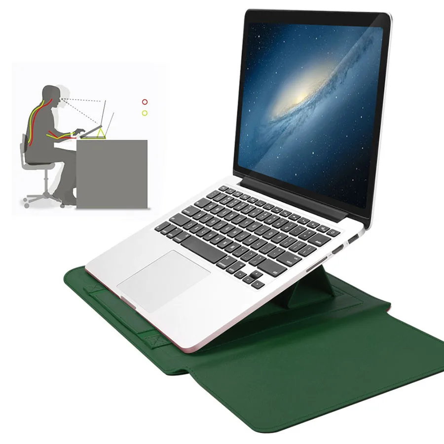 

11 12 13 14 15 inch Multi Function Womens Mens Leather Briefcase Travel Laptop Sleeve with Stand Function, Red / brown / green/ grey /black