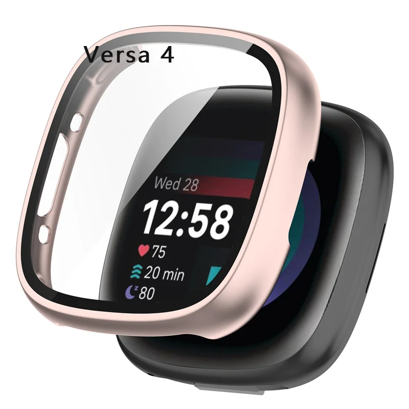 

Hard PC Case with Tempered Glass Screen Protector fitbit versa4 watch Case Cover For Fitbit Versa 4 Sense 2