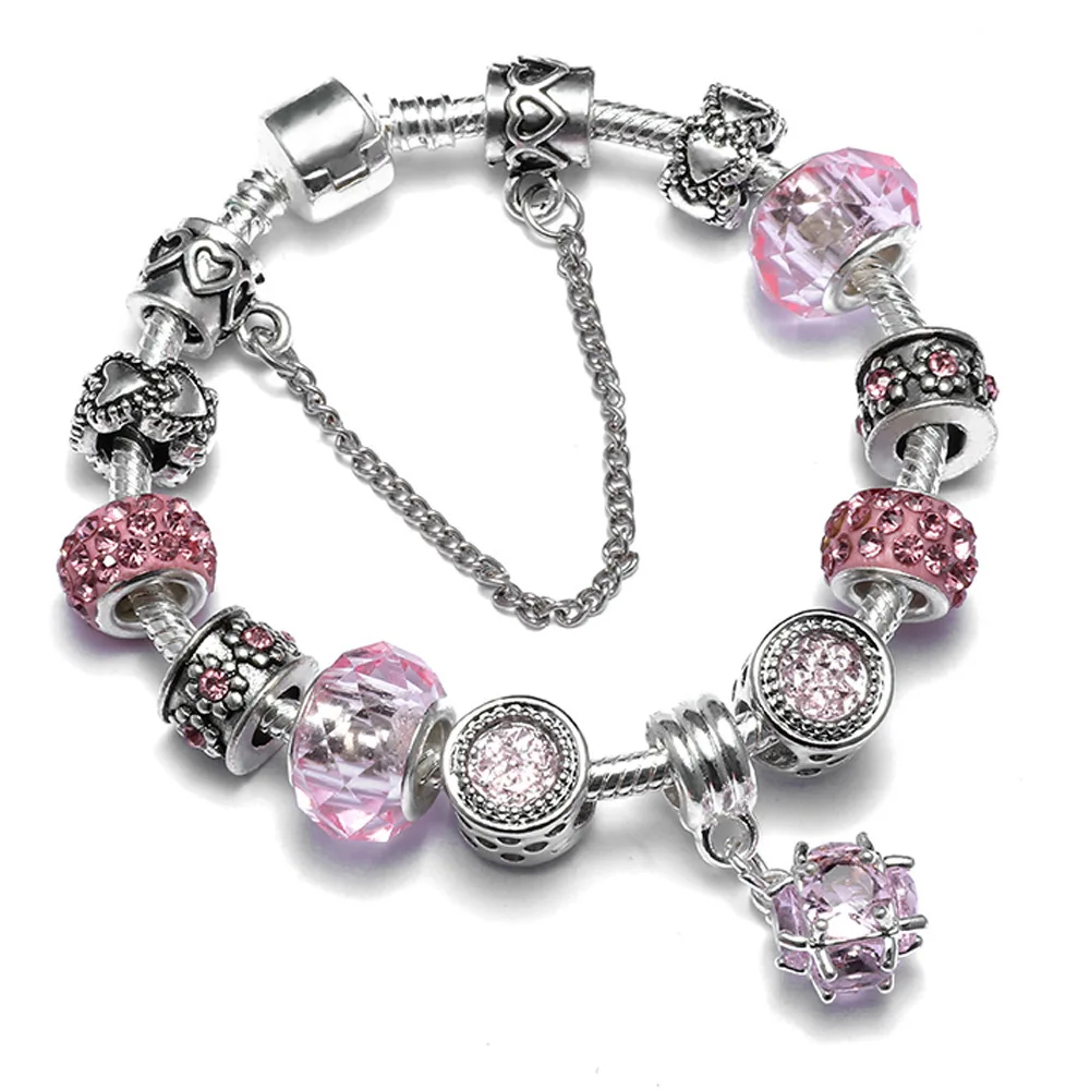 

Ebay Popular Crystal Love Heart Beads Ball Charms Bracelet DIY Multicolor Diamond Beaded Pendants Bracelet For Girl