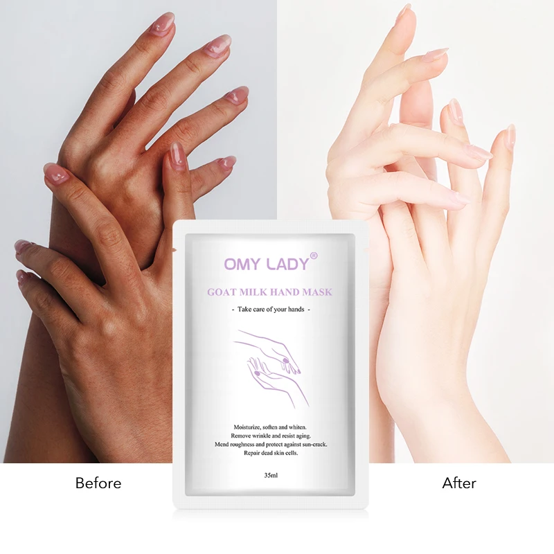 

omy lady new products rose scented goat milk whiten and nourishing hand mask, White color