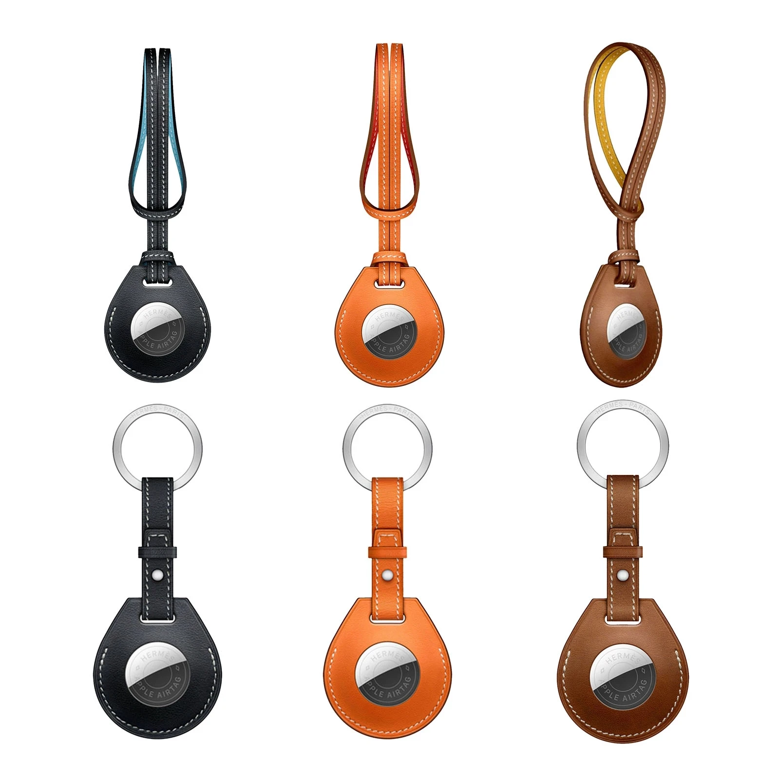 

Luxury Shockproof Protective Leather Case for AirTag Leather Case Hangable Keyring Luggage Tag Bag Charm Loop, 12color for choose