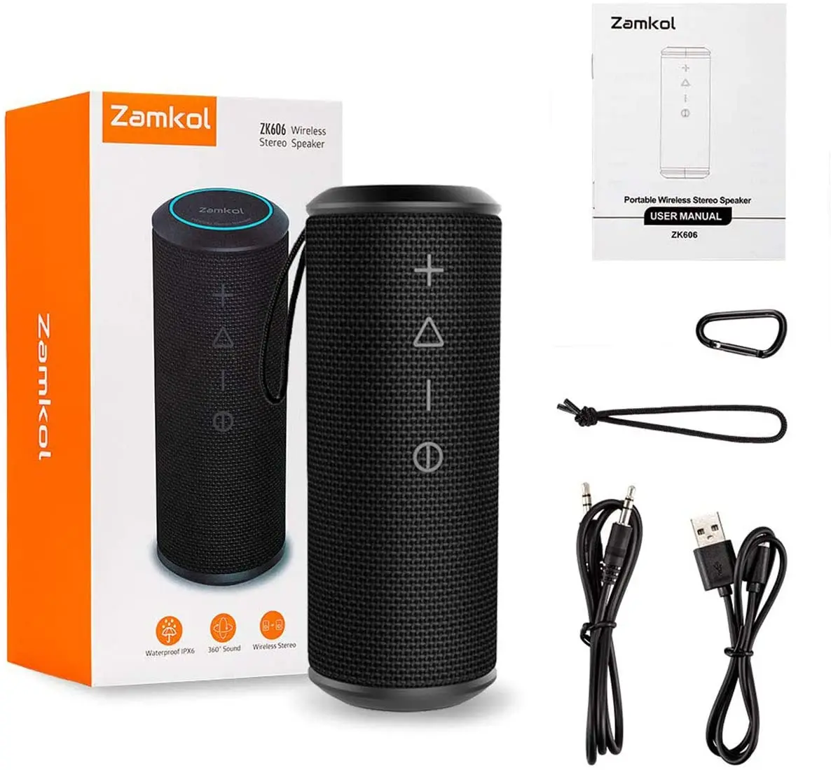 Zamkol ZK606 Black Free Mic Stereo Hifi Mini Karaoke Portable Speaker Wireless Wholesale Speaker Bluetooth Outdoor - ANKUX.COM