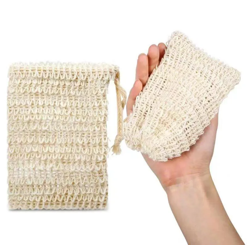 

Soap Saver Bag Natural Sisal Exfoliating Soap PouchHand Made Soap Mesh Bag with Drawstring for Bath & Shower Use