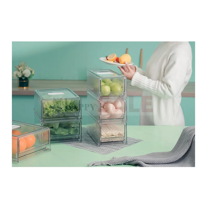 

1159 Extra Large Size Refrigerator Fresh Keeping Drawer Type Transparent Plastic Multifunctional PET Storage Box